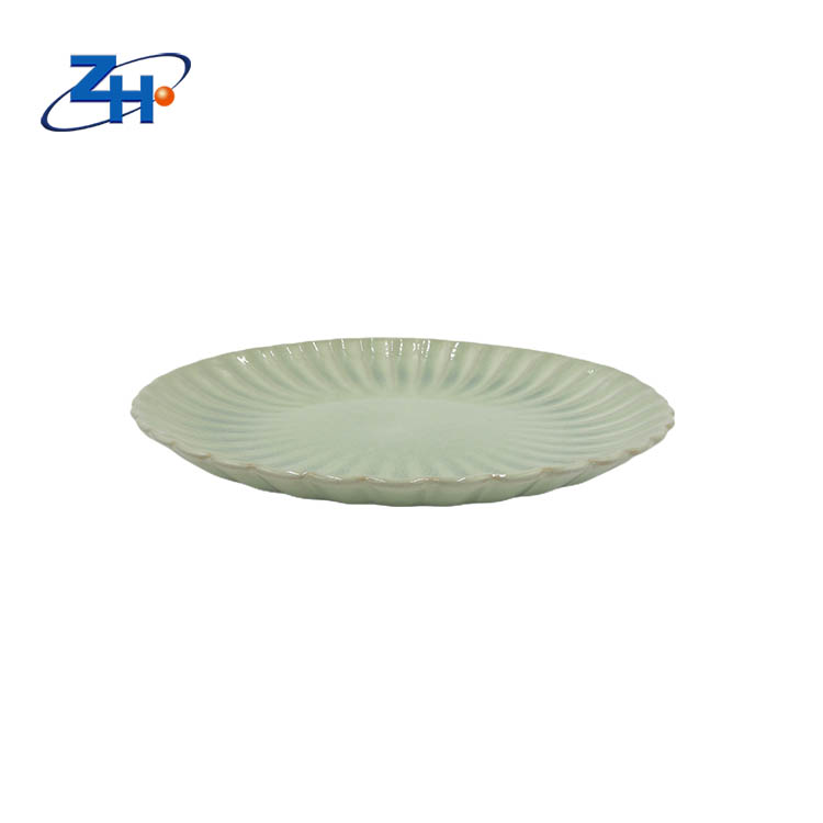 10inch reaction glaze customized engraved ceramic dinner plate