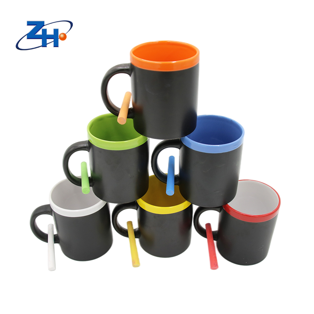11oz multi color matt black chalk mug