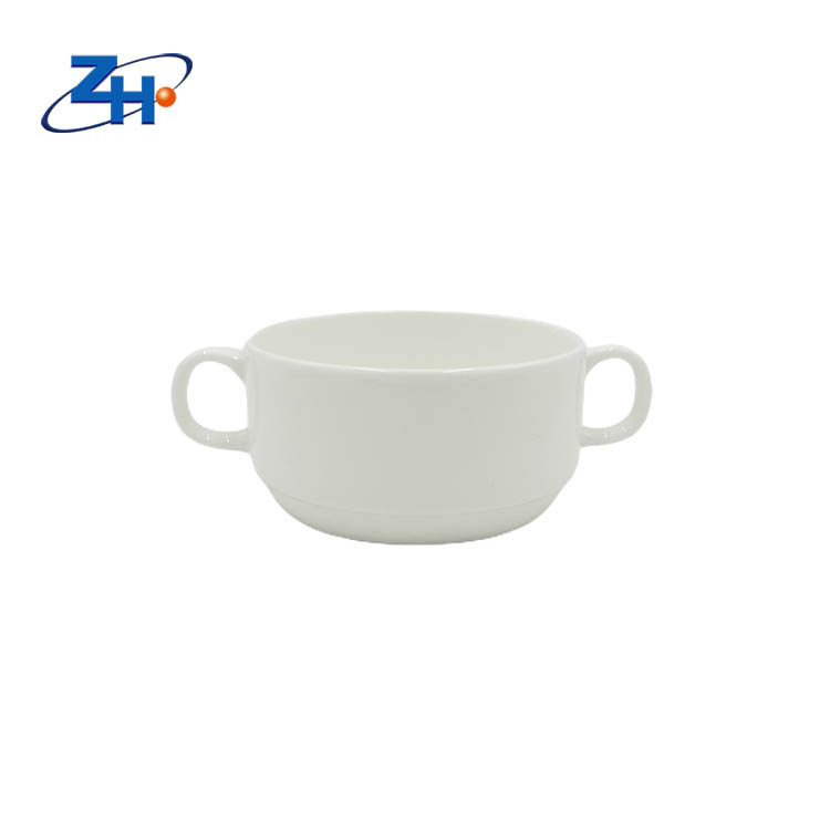 4inch white color bone china stewpot, hotpot with two handles