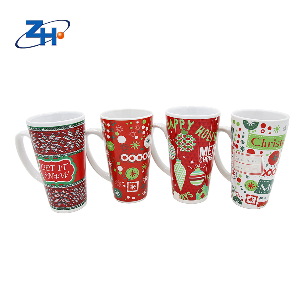 500ml ceramic christmas decal printing coffee mug