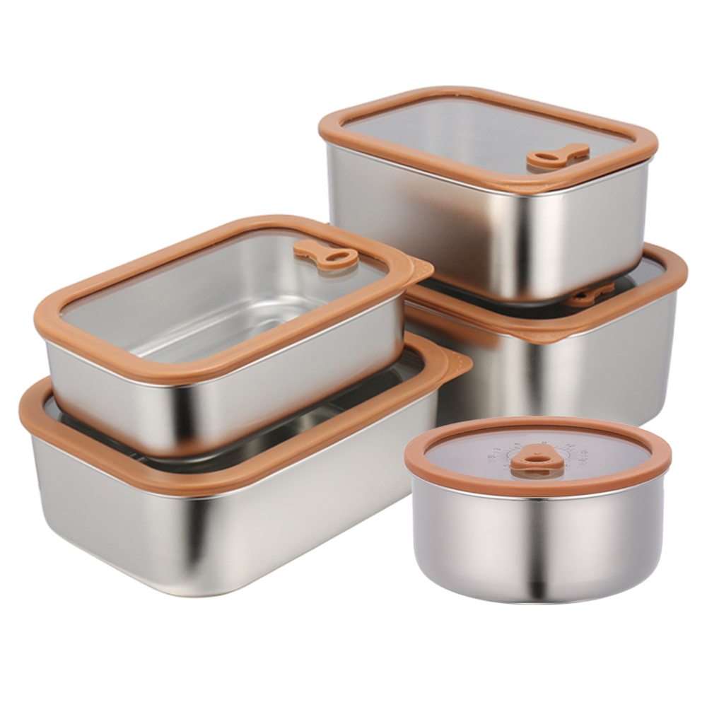 Metal Fruit Airtight air tight fridge stainless steel kitchen food storage & container set with lid