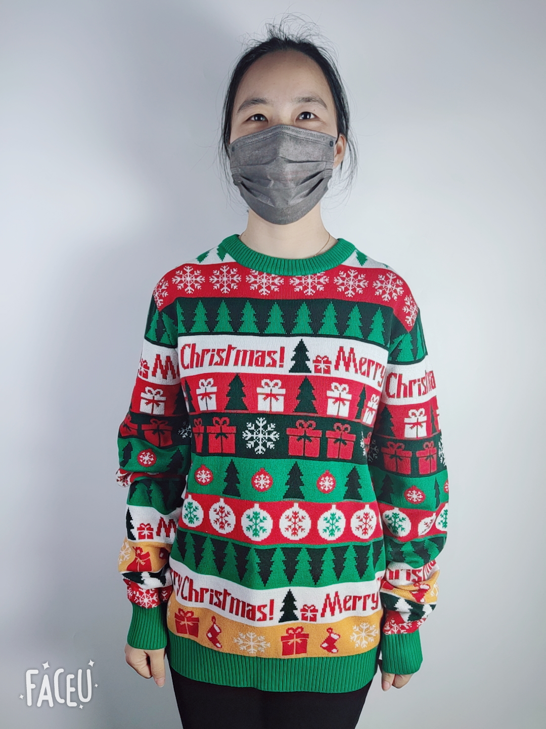 Unisex Jacquard round neck knit Christmas sweater