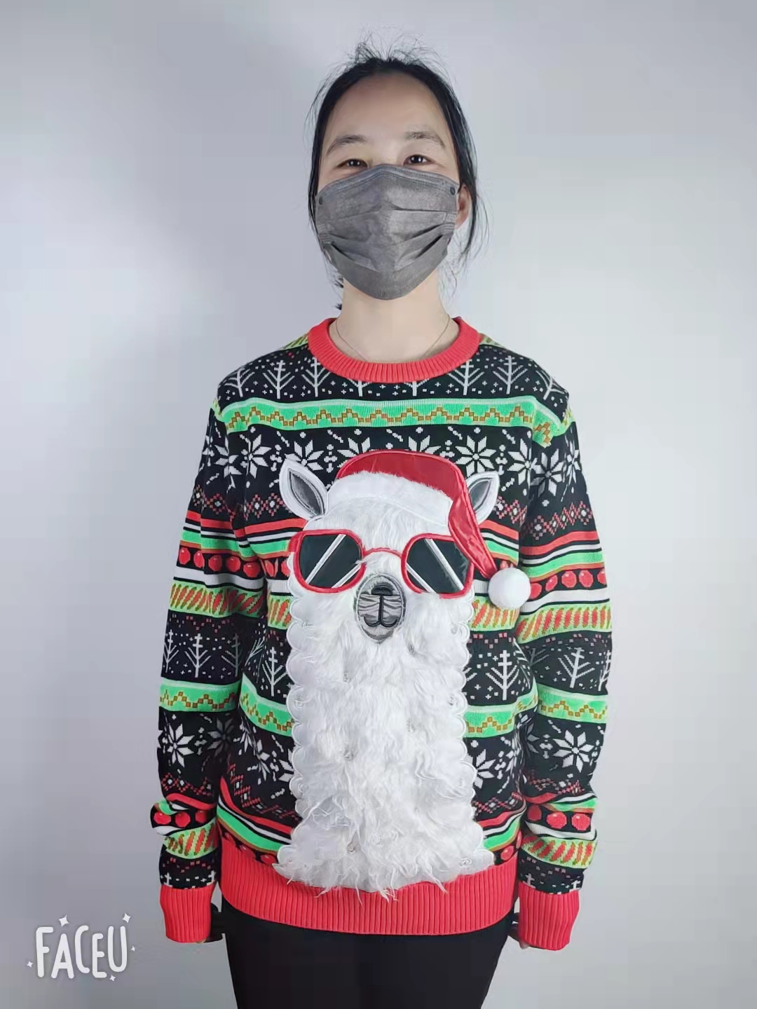 Unisex Round neck long sleeve Jacuqard Chirstmas knit sweater