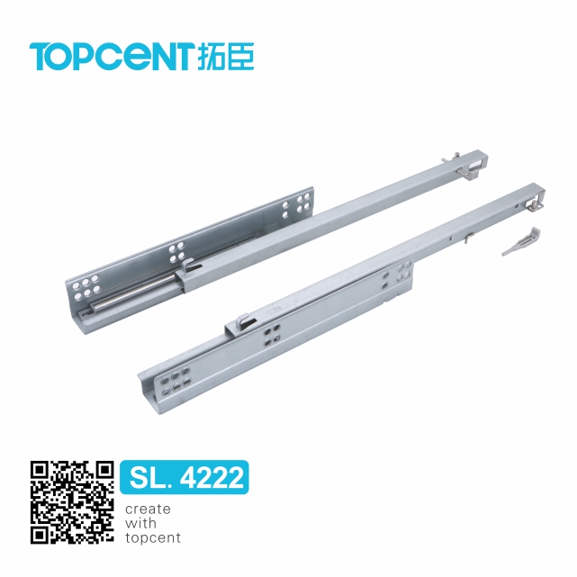 TOPCENT Two-section soft close hidden slide rail (bolt)