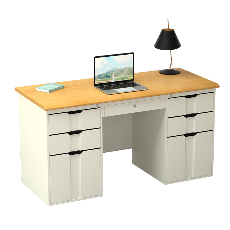 six drawer steel desk