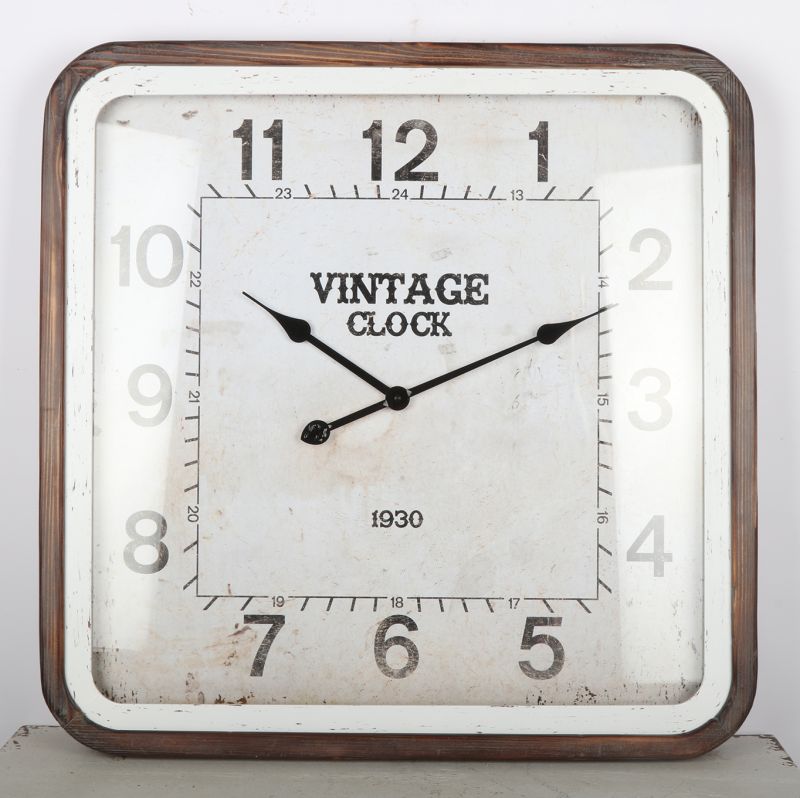 East-Wall Wooden Wall Clock Vintage Square Wall Hanging Clock EA131094AS