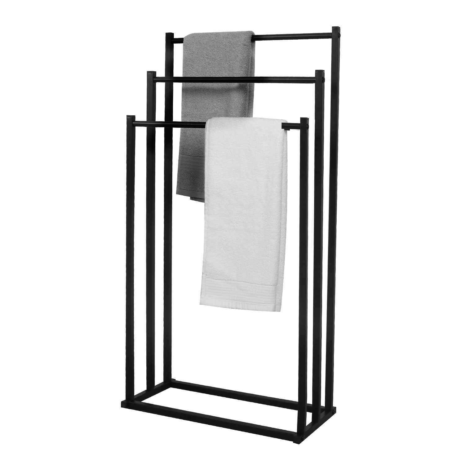 Bathroom 3 Tier Stand Metal Black Towel Rack