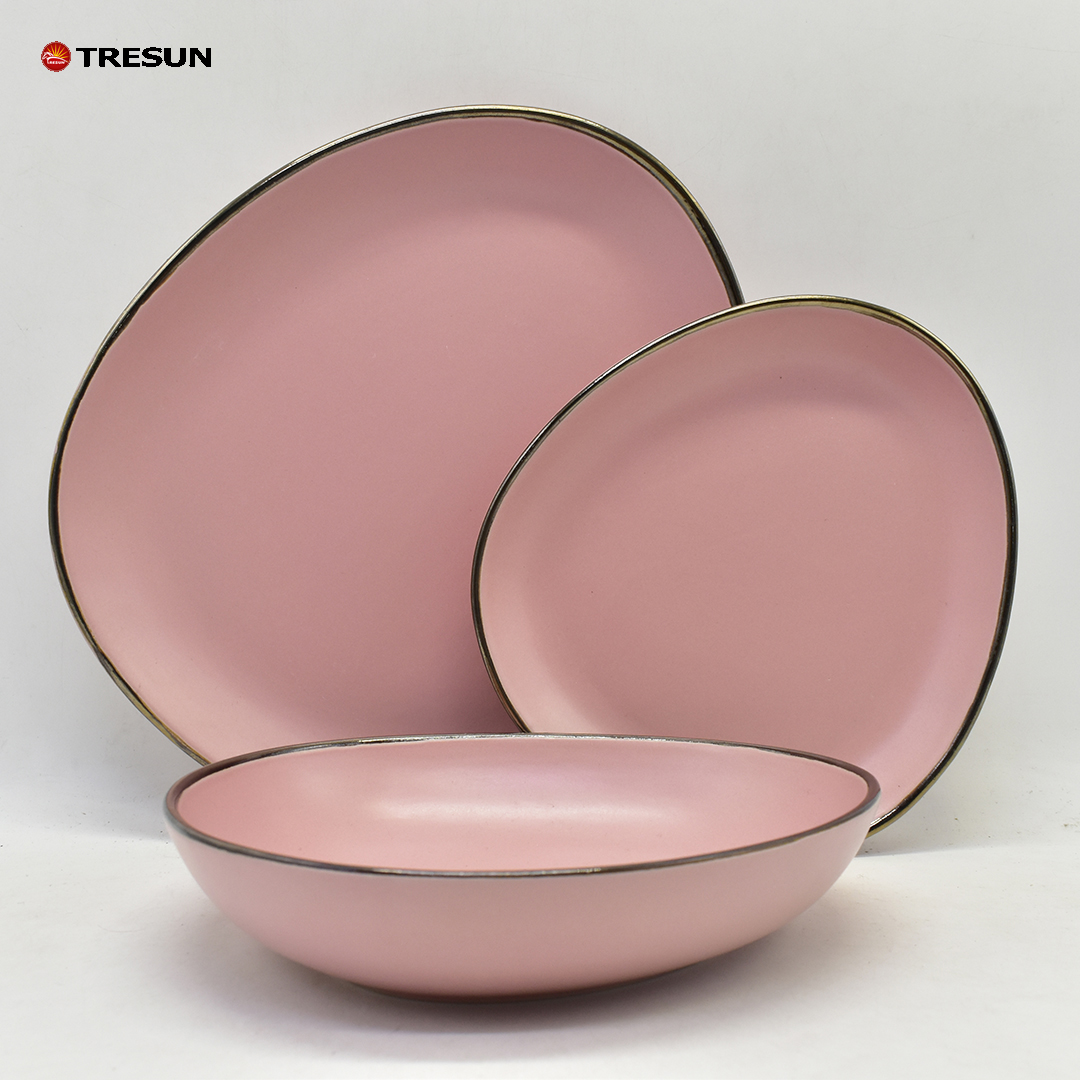 Irregular pink stoneware set