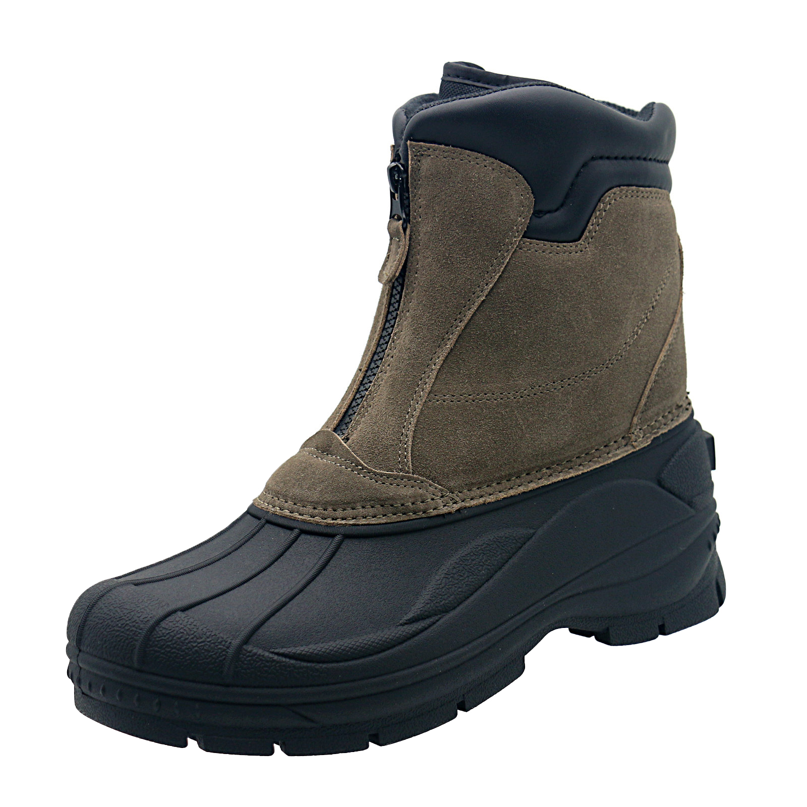 Mens Cold Weather Boots Front Zipper Closure Waterproof Insulated Mid-Calf Winter Boots