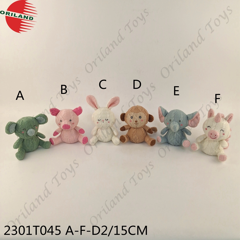 Knitted stuffed plush animals