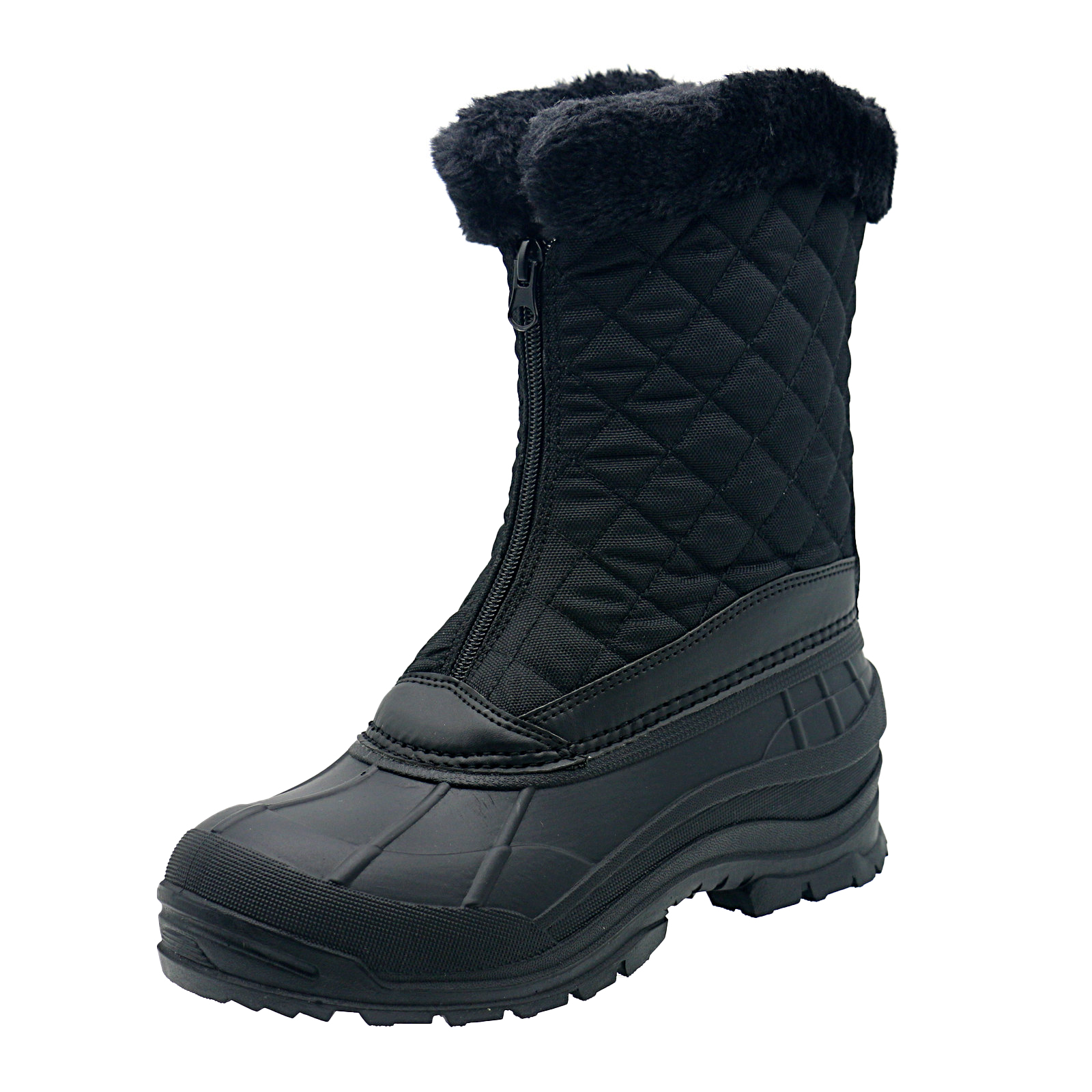 Womens Cold Weather Snow Boots Front Zipper Closure Water-resistant nylon Insulated Winter Boots