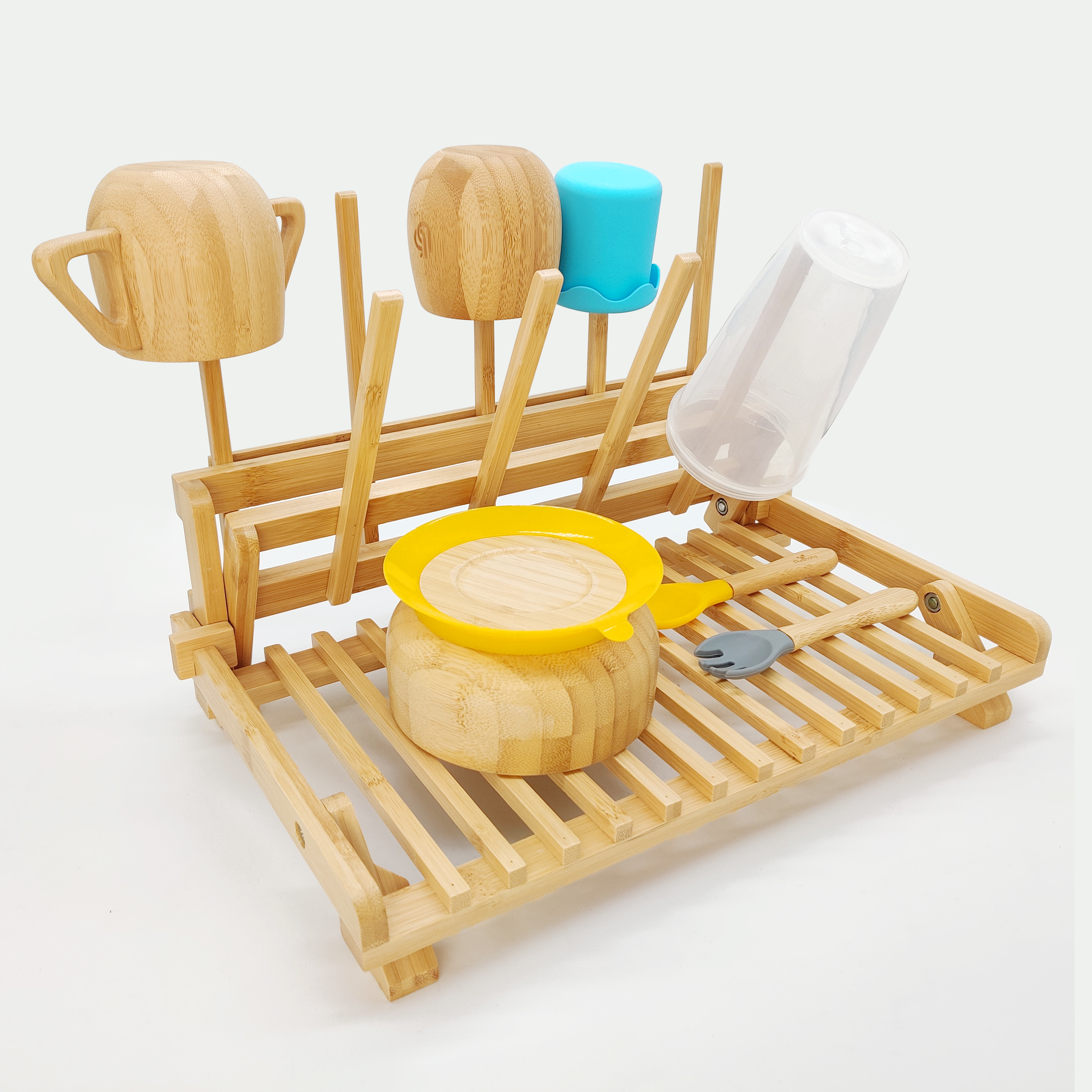 Bamboo Bottle Drying Rack Foldable Baby Bottle Drying Stander Holder Drying Rack With Wood