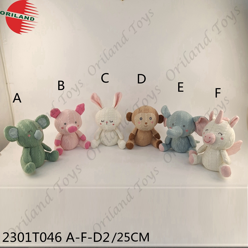 Knitted stuffed plush animals