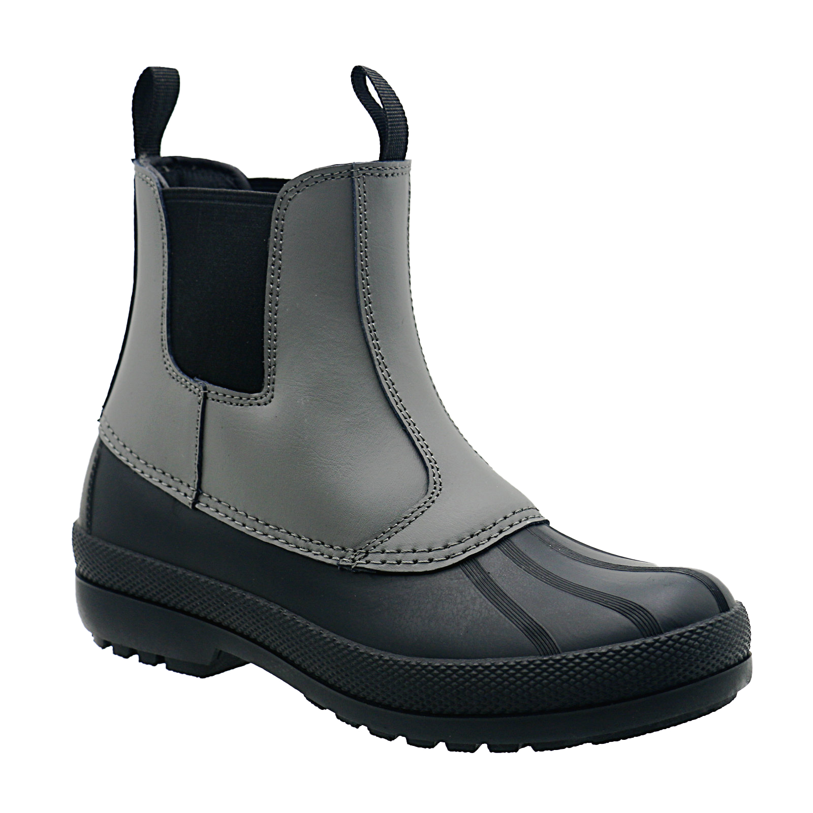 Men's Pull On Insulated Leather Duck Boots Waterproof Rain Shoes Ankle Chelsea Snow Boot