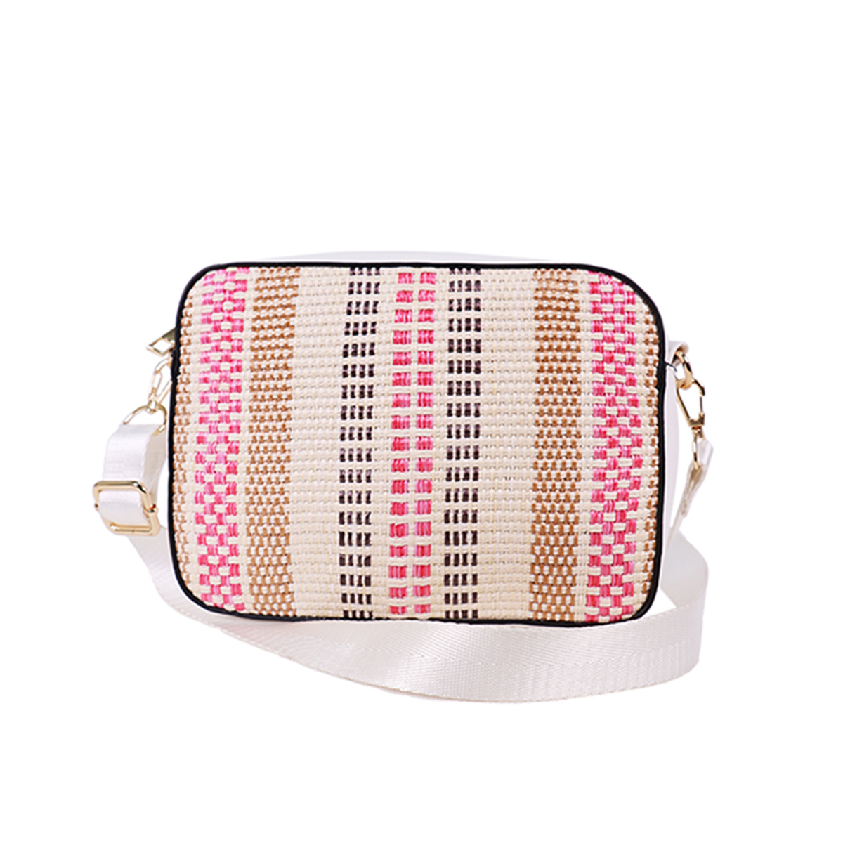 Mullti braided PP straw boxy shoulder bag, lady's bag, crossbodydetail tote