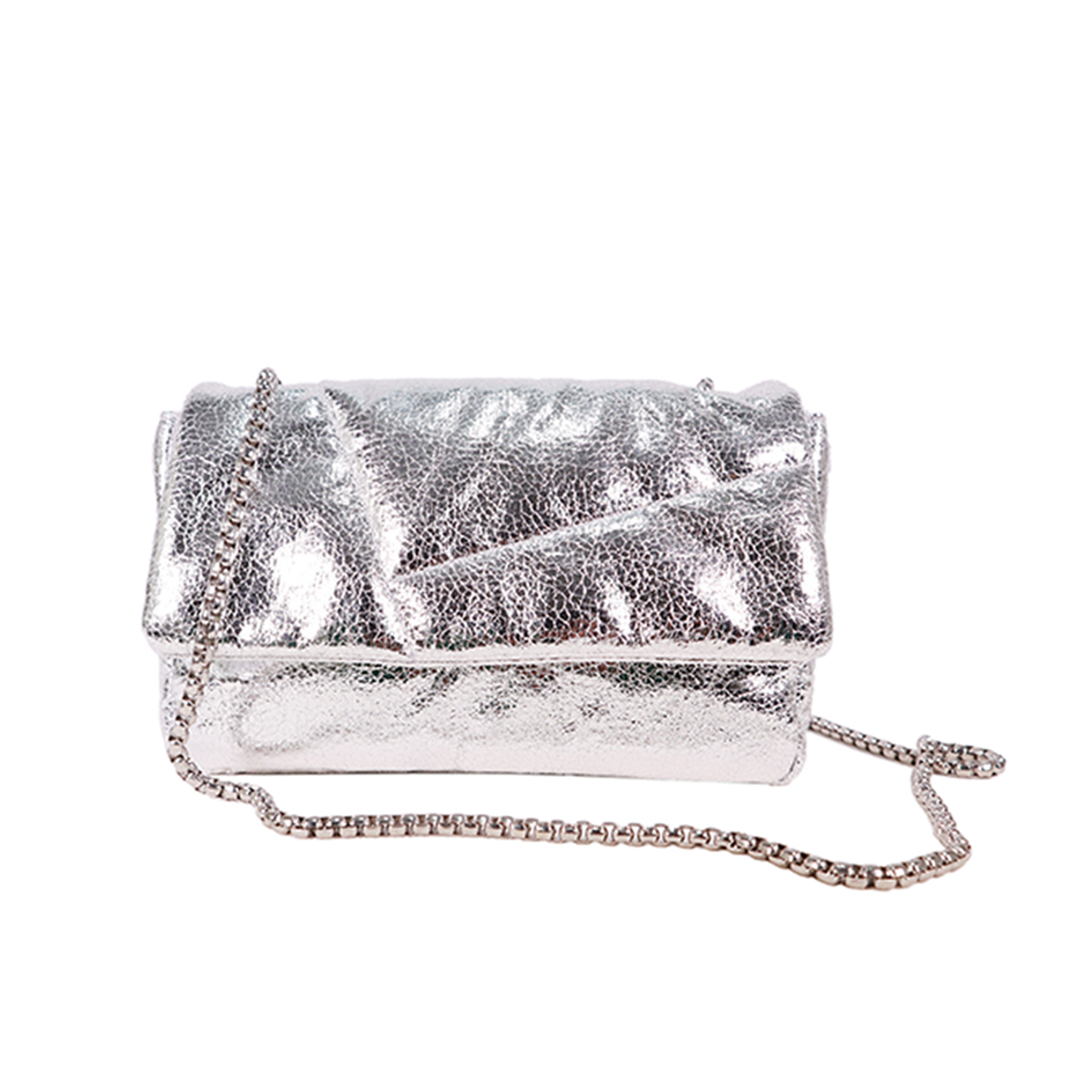 Quilting Soft silver party bag, crossbody, shoulder bag