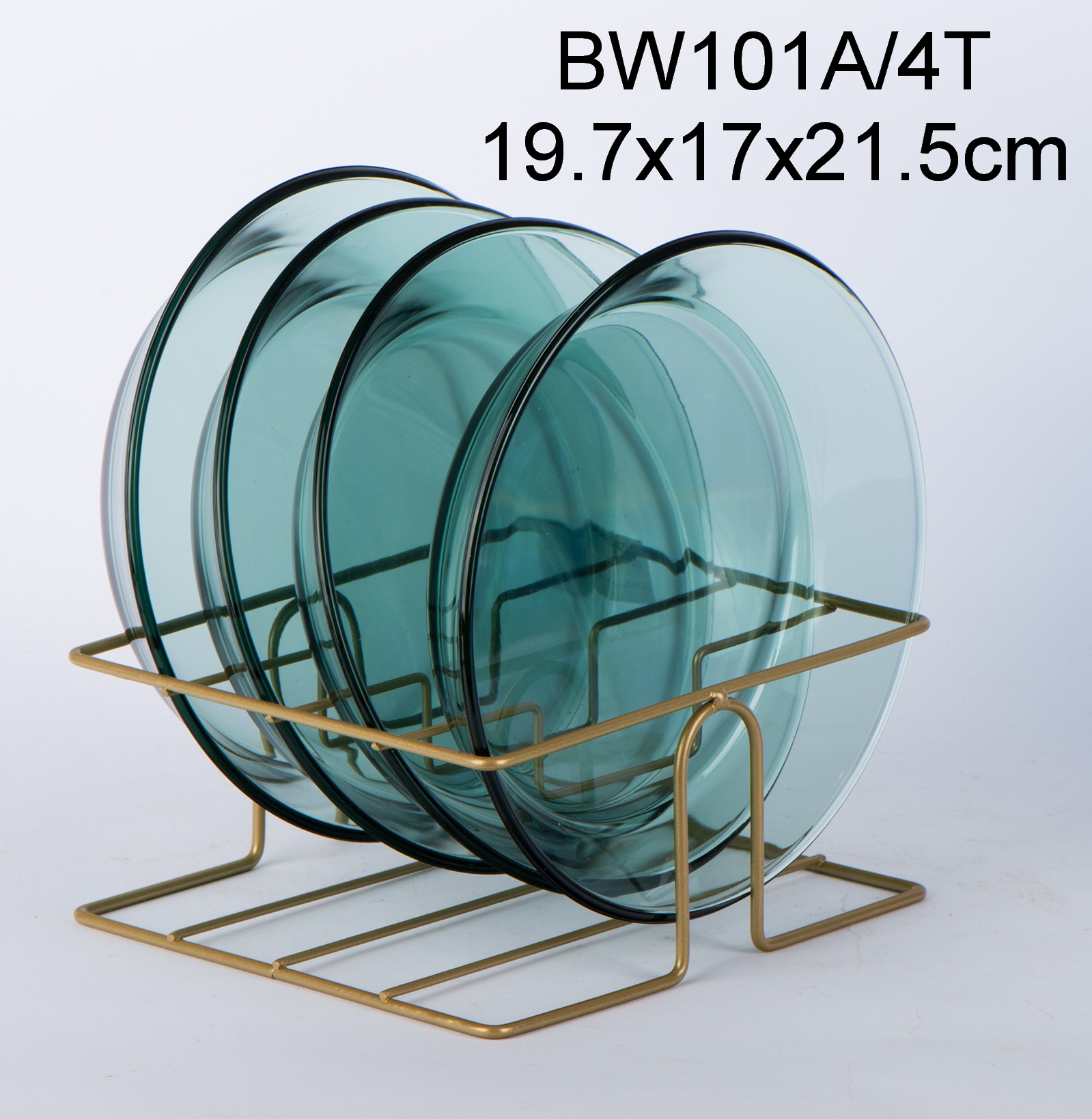 4pcs color glass plates with metal rack