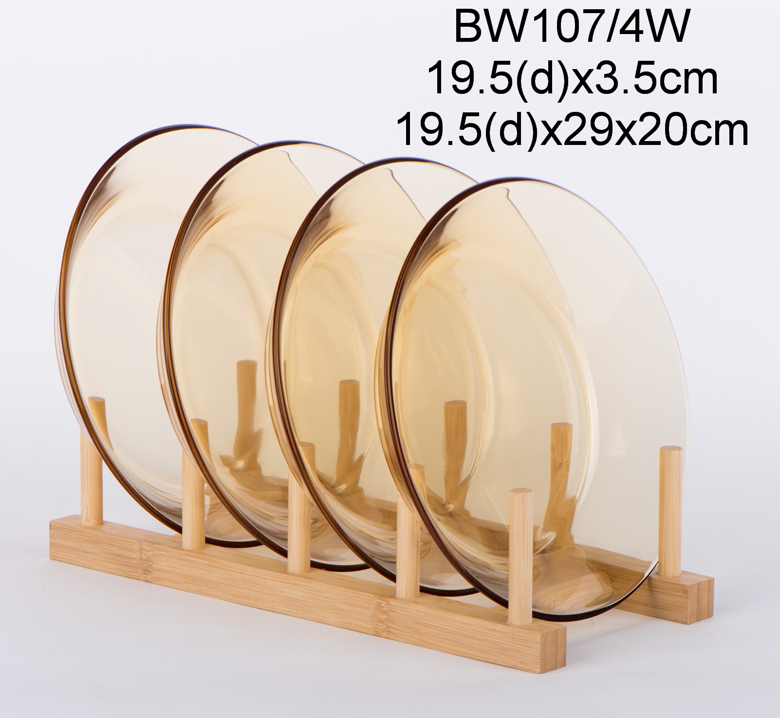 4pcs color glass soup plates with wooden rack