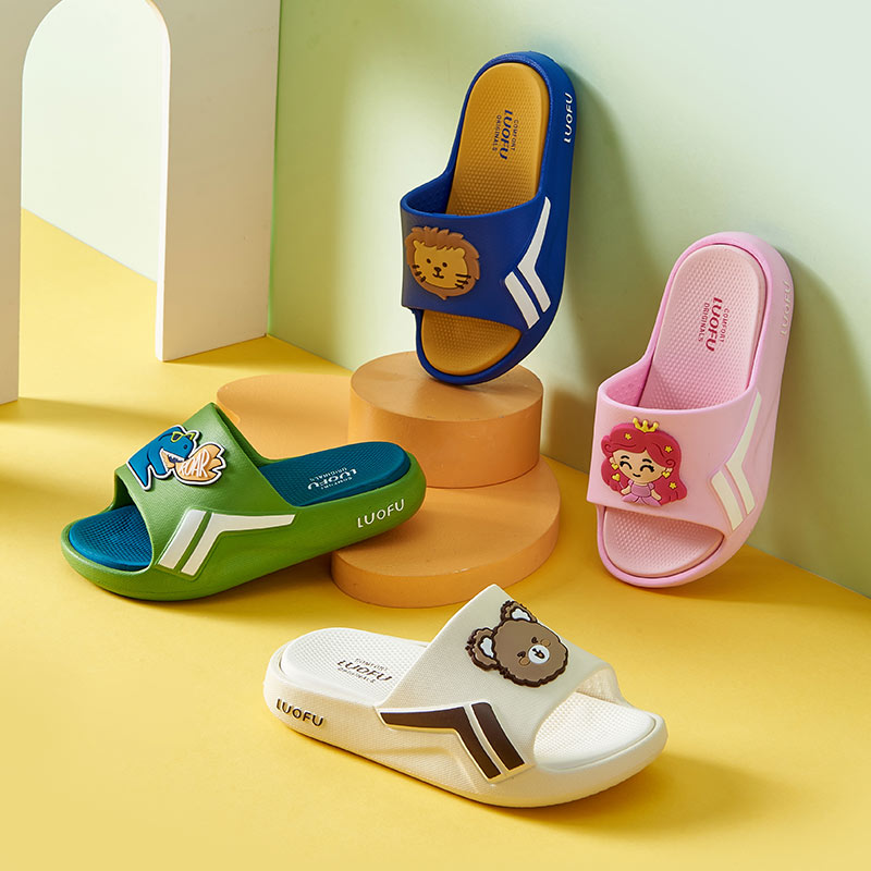 LUOFU EVA sporty thick softness children slide slipper plastic cute drop printing