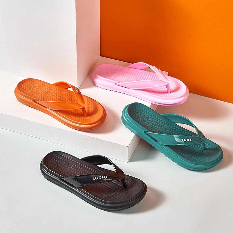 LUOFU EVA women's flip flops Slippery Breathable Flat Bottom Summer Holiday Beach shoes
