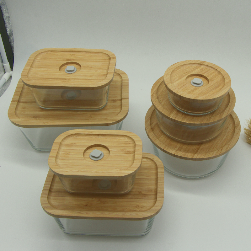 Vacuum container with bamboo and wood lidainer