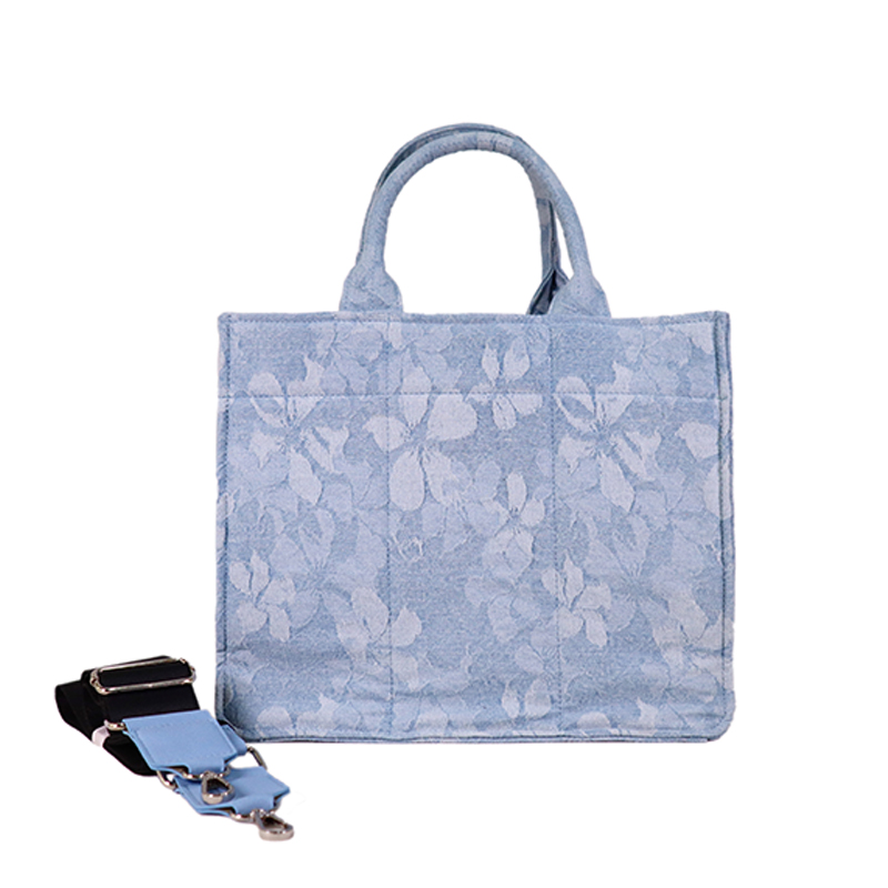 Jacquard denim cross body bag