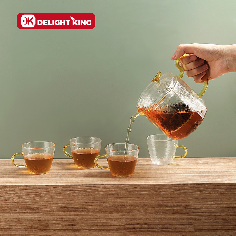 Glass teapot with cup set