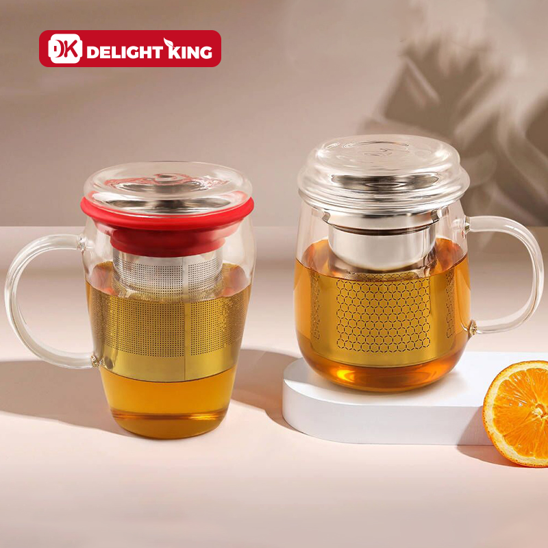 glass tea mug with infuser glass tea cup with lid