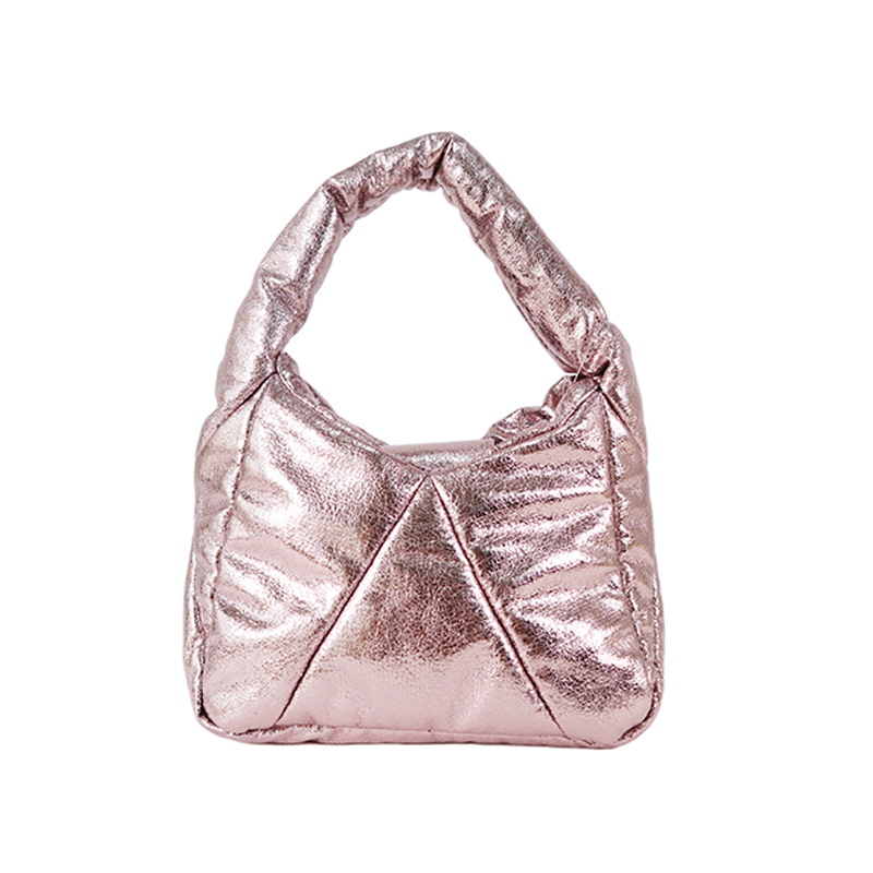 New fashable padded shoulder bag in metallic crack PU