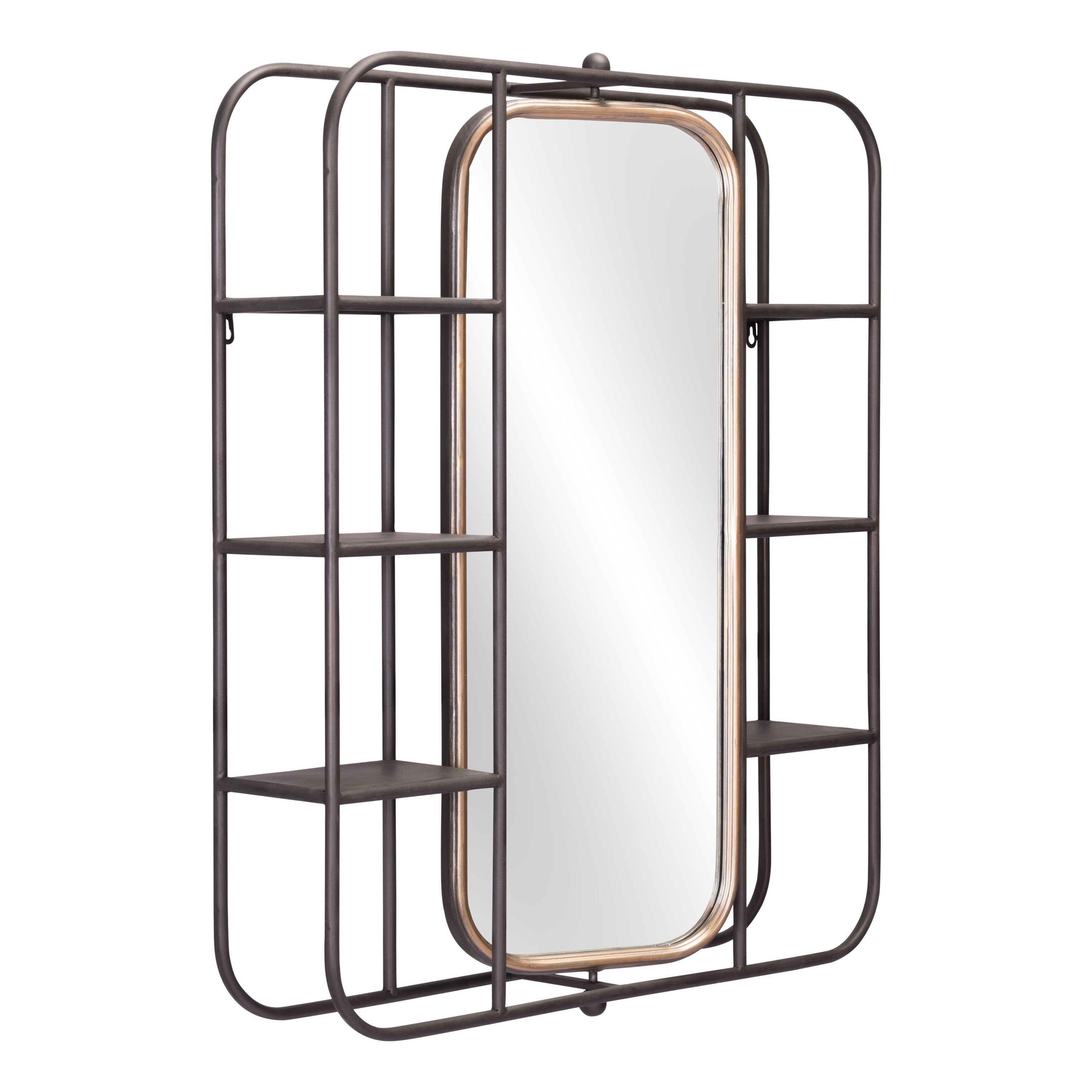Mirror shelf in gray for wall decoration