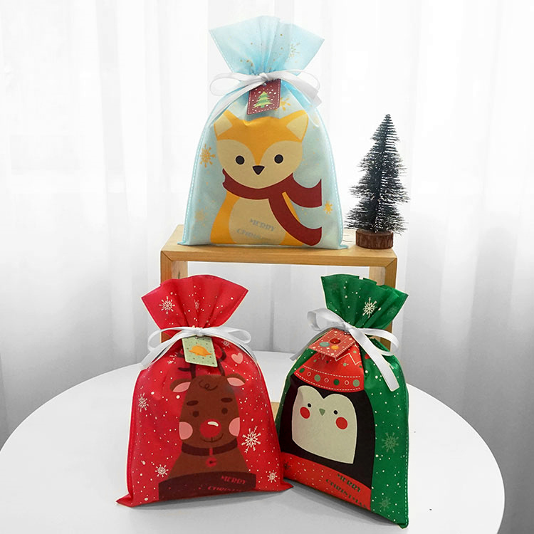 Cartoon Pattern Christmas Drwastring Gift Bag