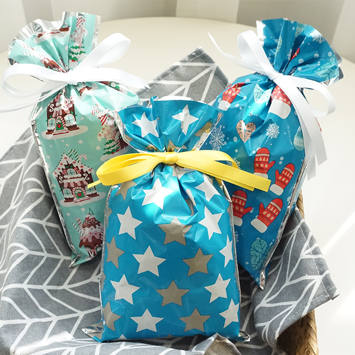 Blue Christmas Plastic Gift Packing Bags