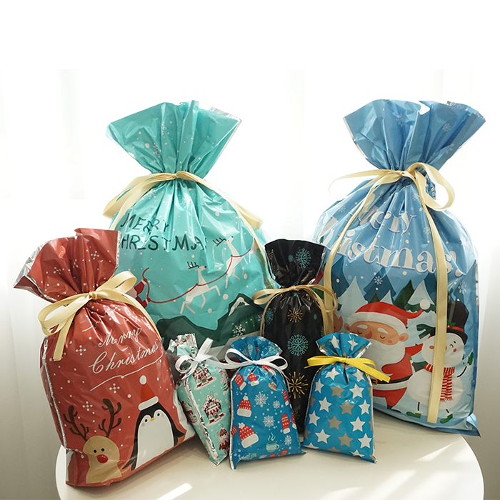 Big Size Blue Christmas Plastic Gift Packing Bags