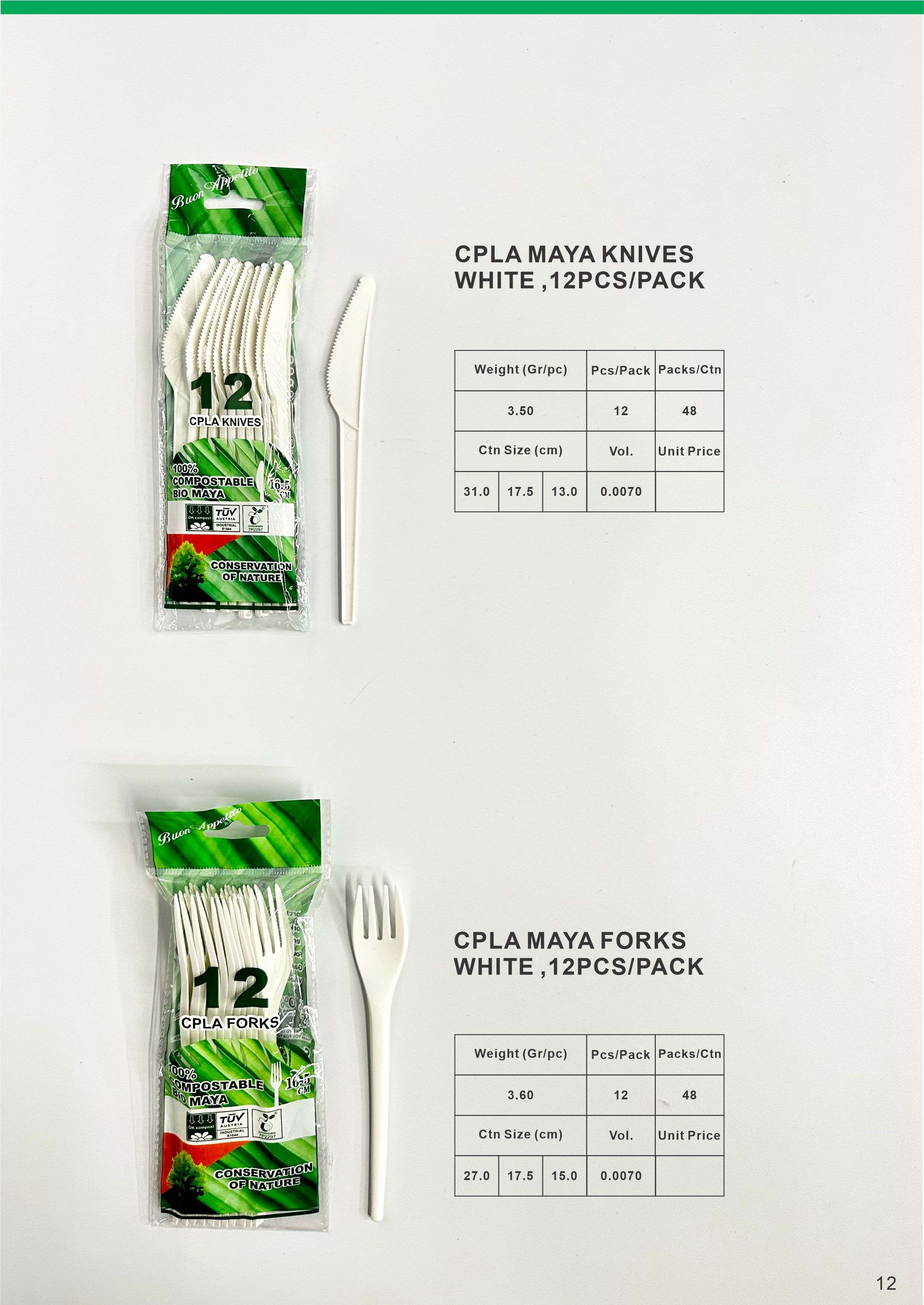 Cpla Maya White ,12pcs/Pack