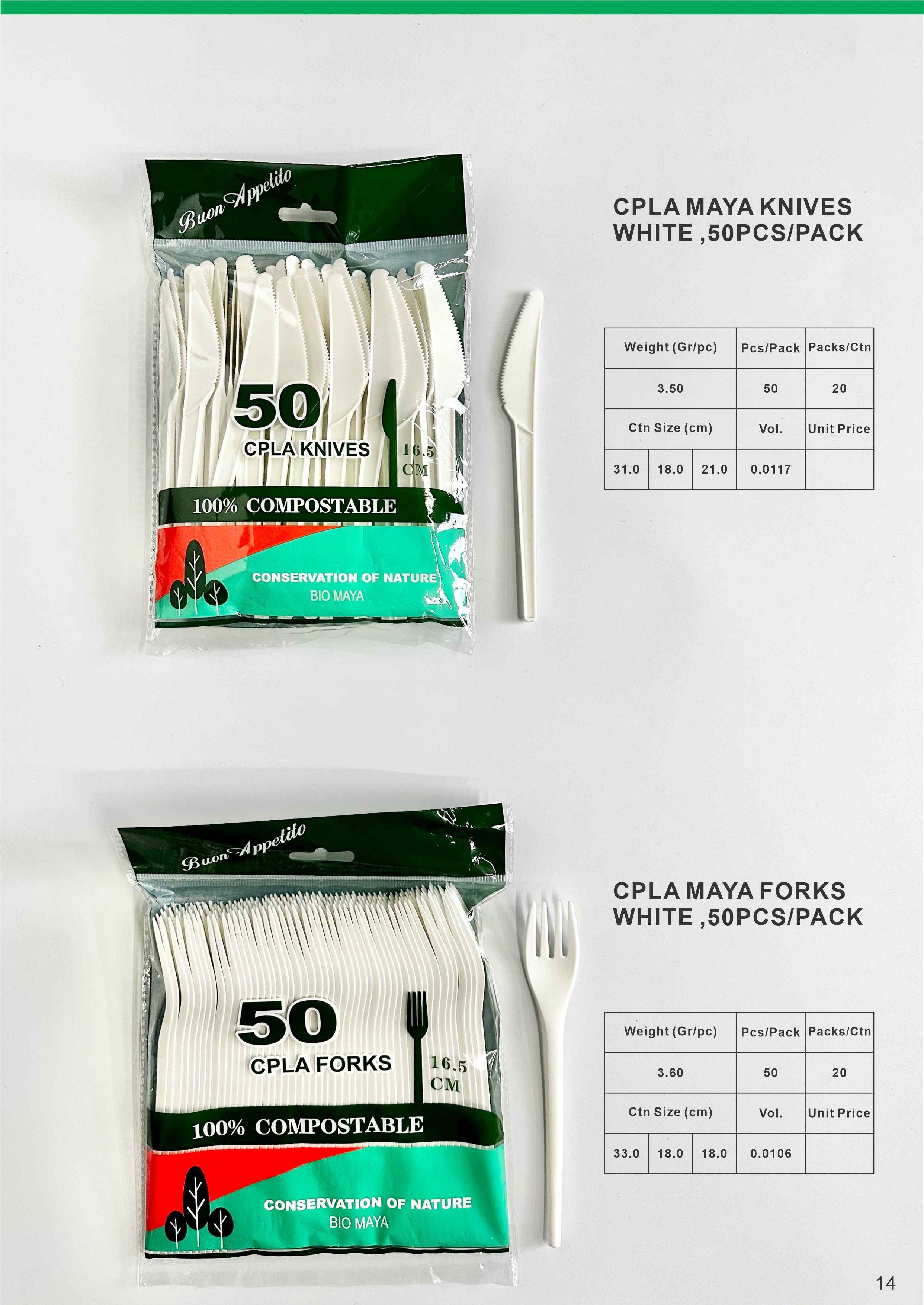 Cpla Maya White ,50pcs/Pack