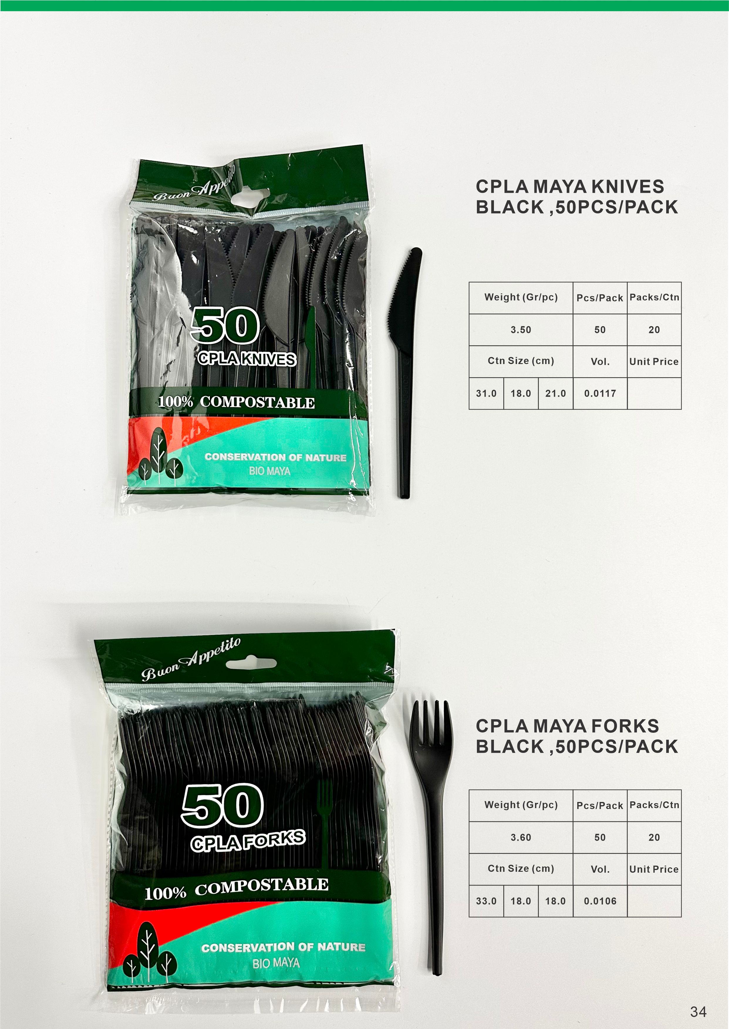 Cpla Maya Black ,50pcs/Pack