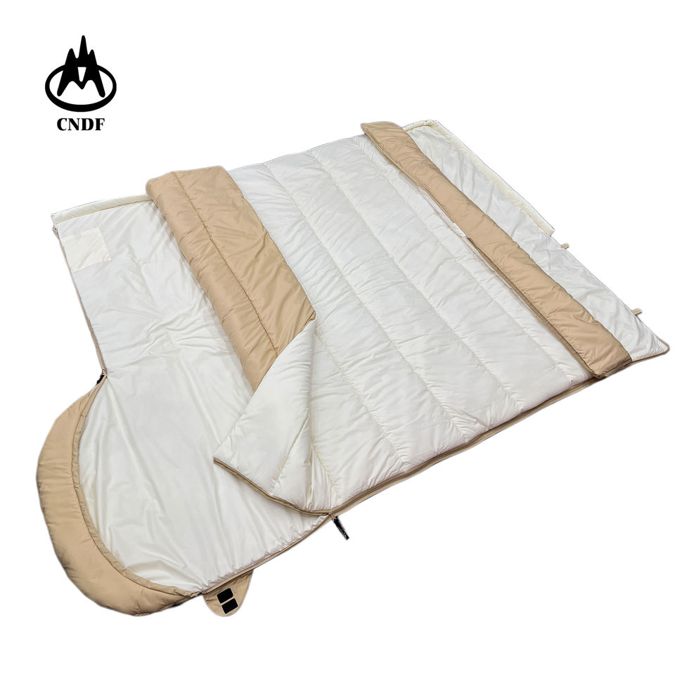 Double Layer Combined Detachable Sleeping Bag with Hood for Adult Couple Camping Traveling