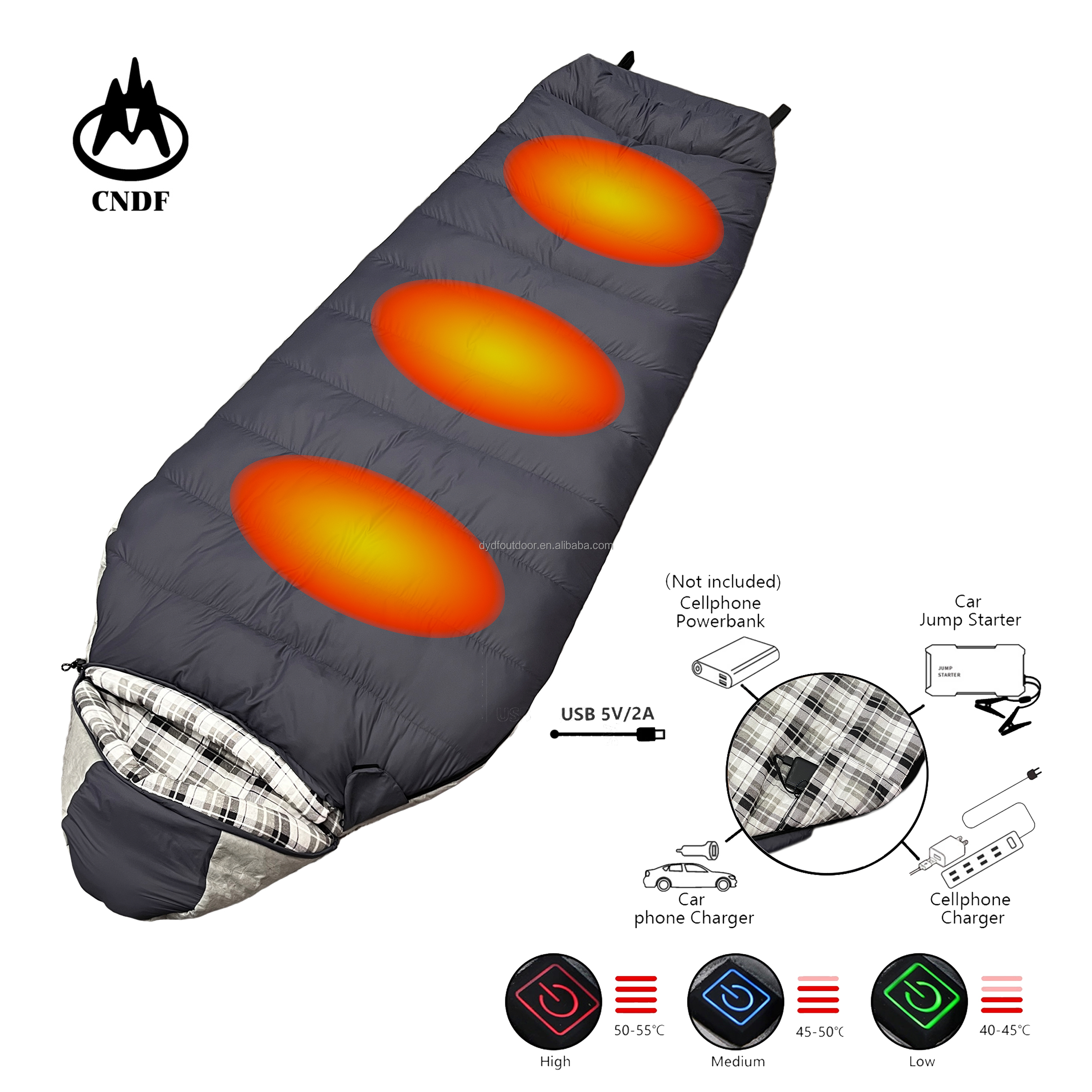 ﹣10 Degree 3.2KG Graphene Heating Mummy Sleeping Bag for Camping Hiking