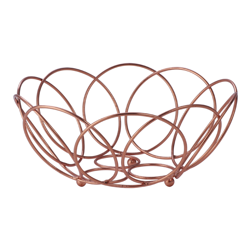 Modern Fruit Basket Home Hotel Metal Kitchen Bowl Storing Vegetable Bread Tray Bowl Round Stackable Drainer Storage Basket