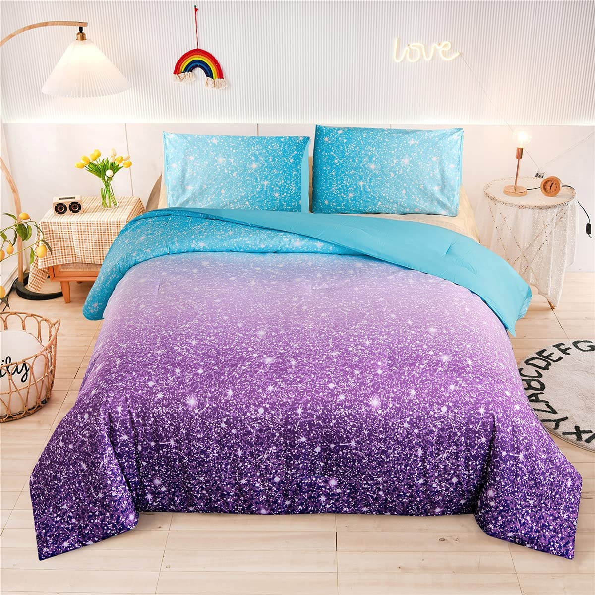 Hot sale new design luxury 100% cotton comfortable 4pcs Printed duvet cover bedding set with curtain