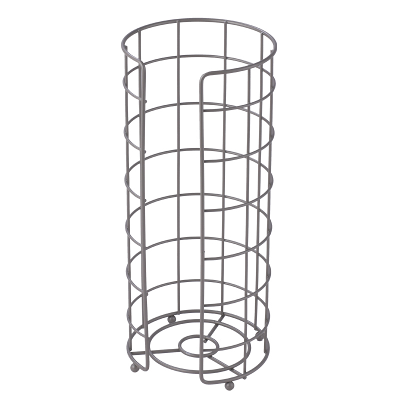 Free standing Round lron kitchen tissue paper home roll holder metal tissue rack for one hand tear
