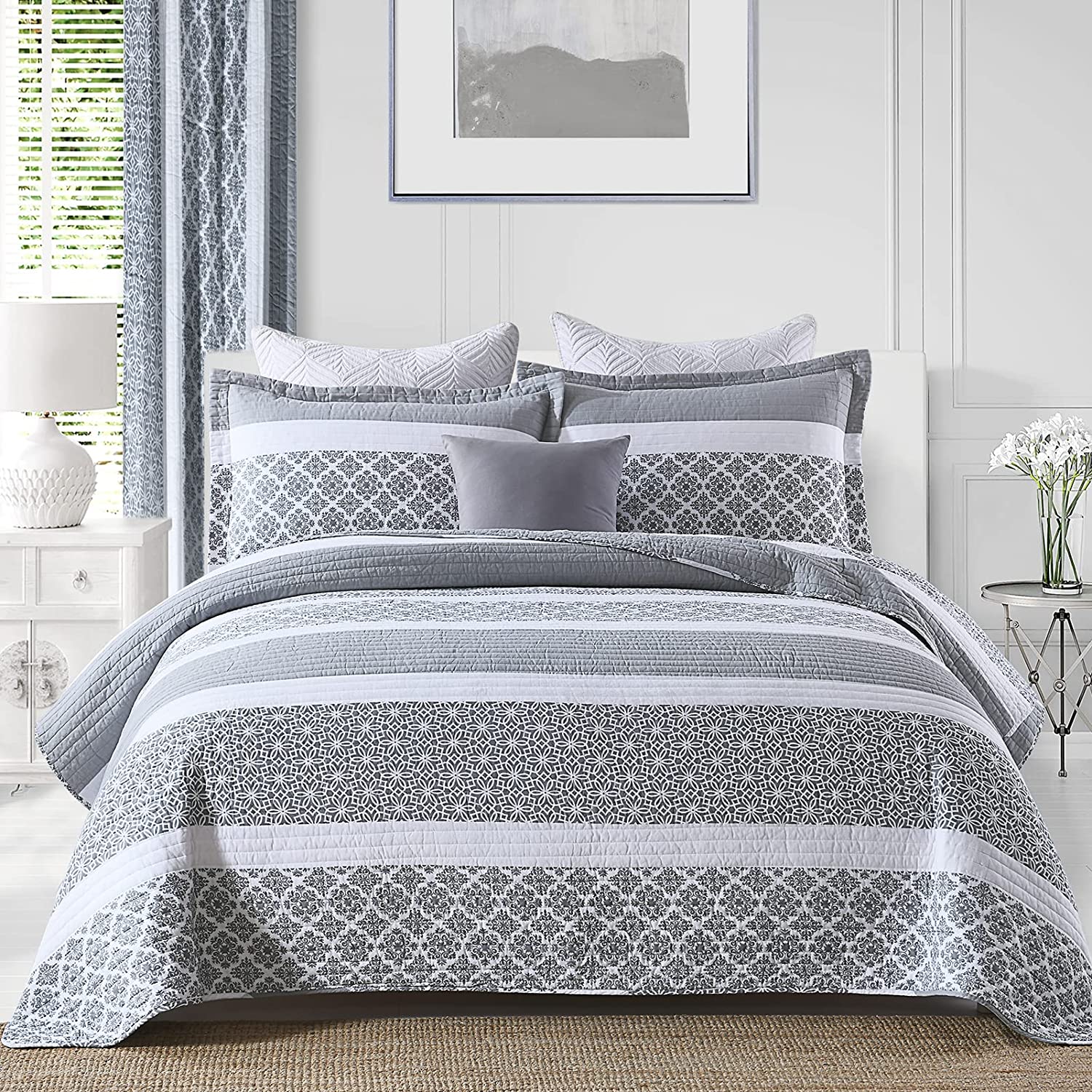 New design 100% cotton 3PCS Geometric Print Sheets All Season Striped Bedding set duvet cover