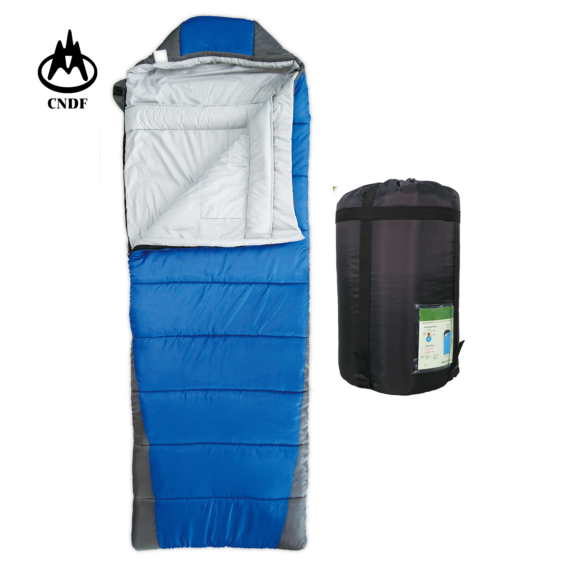 Dengfeng Outdoor Adult Envelope Sleeping Bag with Hood for Camping Three Season Sleeping Bag