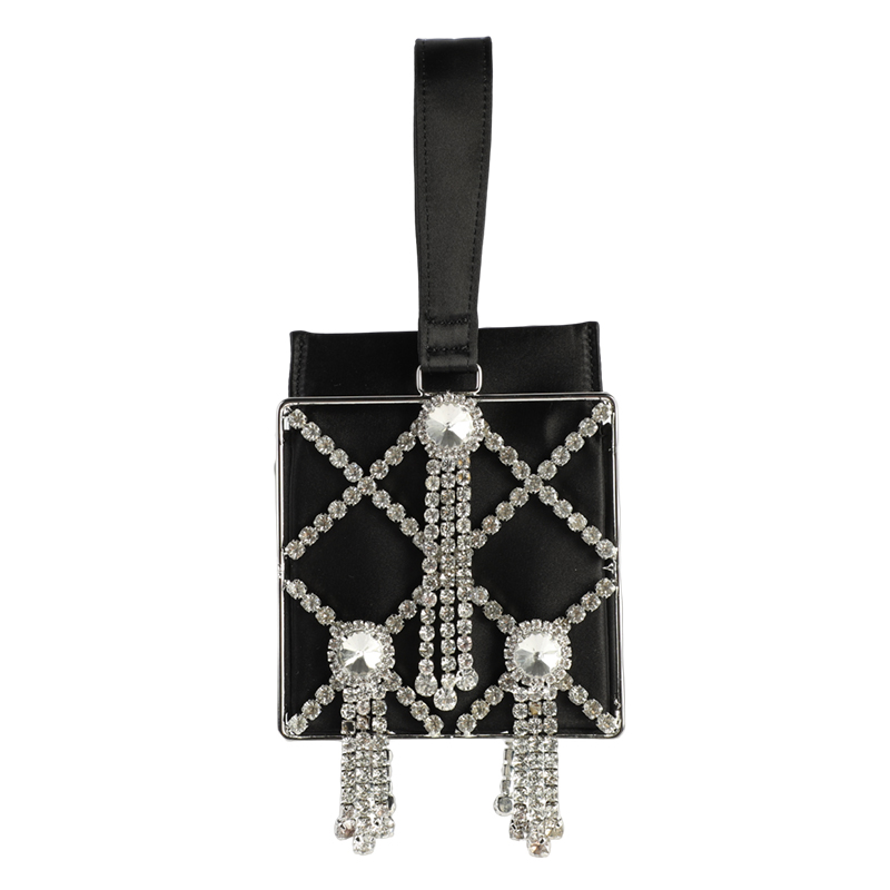 Crystal Pendant Satin Tote Dinner Bag evening party bag clutch bag