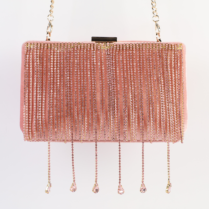 Crystal tassel decoration women's handbag shoulder bag clutch bag evening party bag