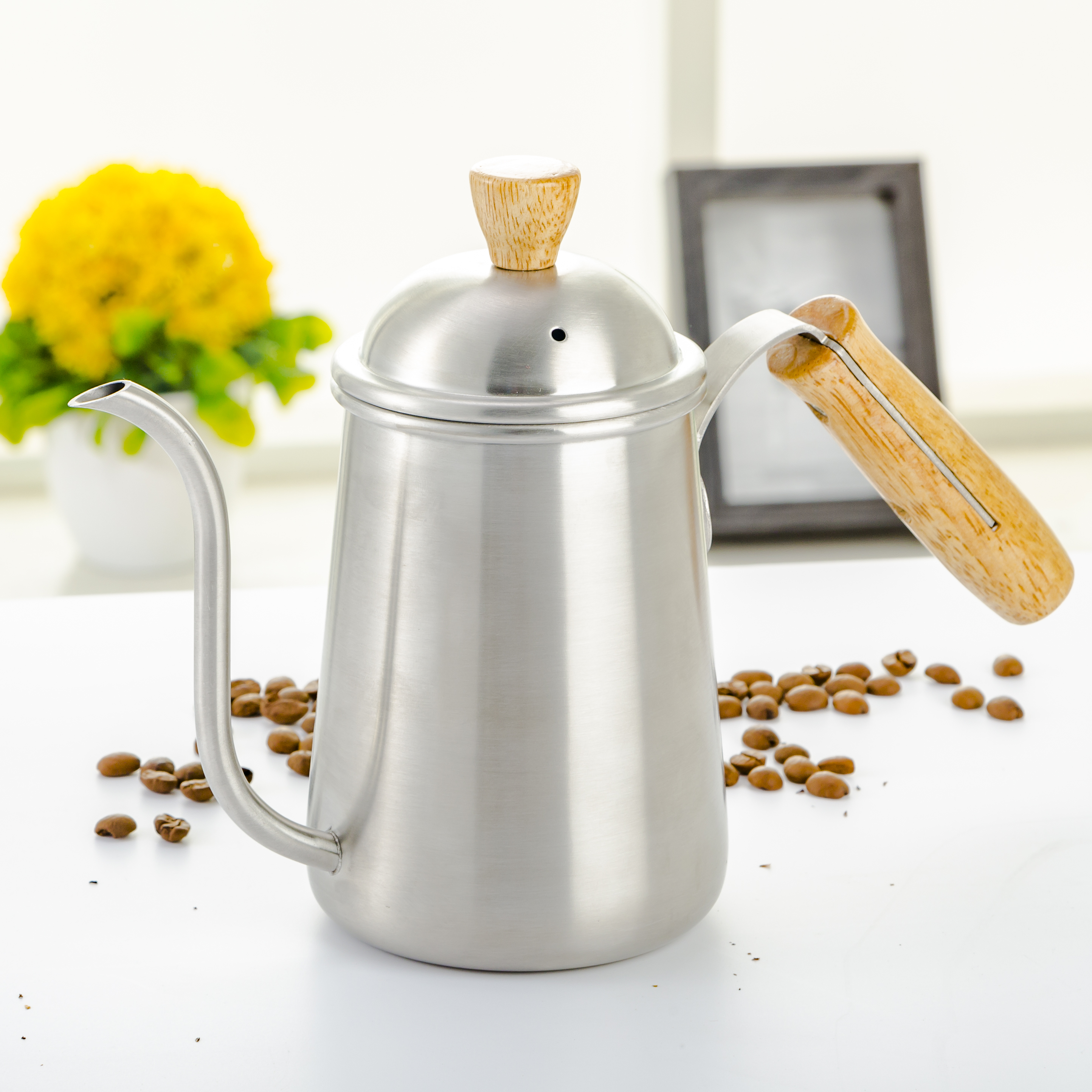 650ML Stainless Steel Pour Over Coffee Gooseneck Kettle Filter Pots Offices Style Hand Coffee Pot