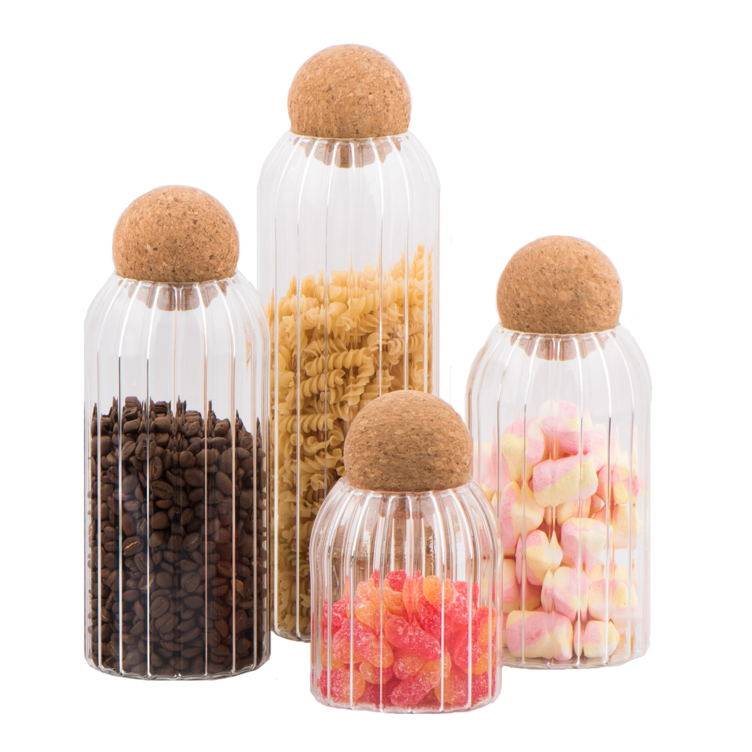 High borosilicate glass storage jar with ball shape cork lid