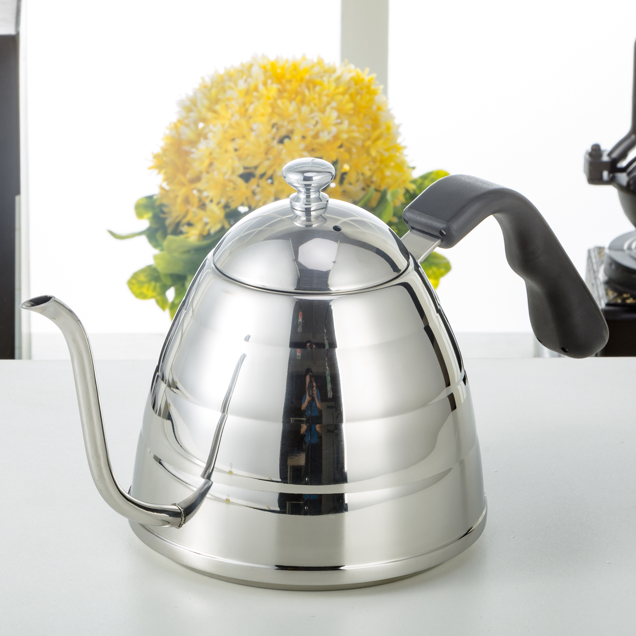 900ML Coffee Maker Camping Stainless Steel Black Tea Pot kettle Drip Gooseneck Pour Over Coffee Pot