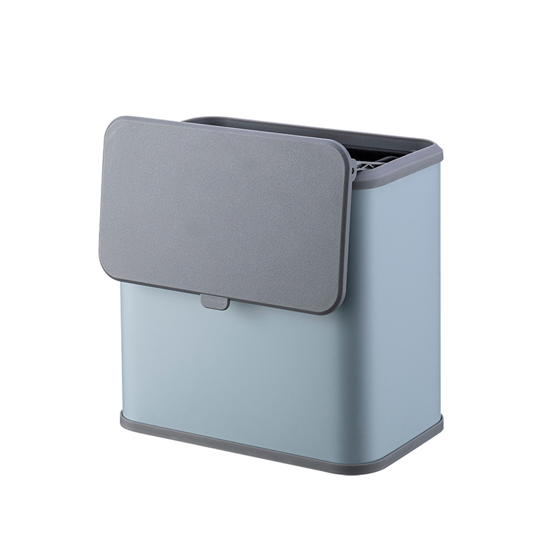 Factory direct sales 5L rectangular metal kitchen cabinet hanging trash bin with sliding lid SW6960B