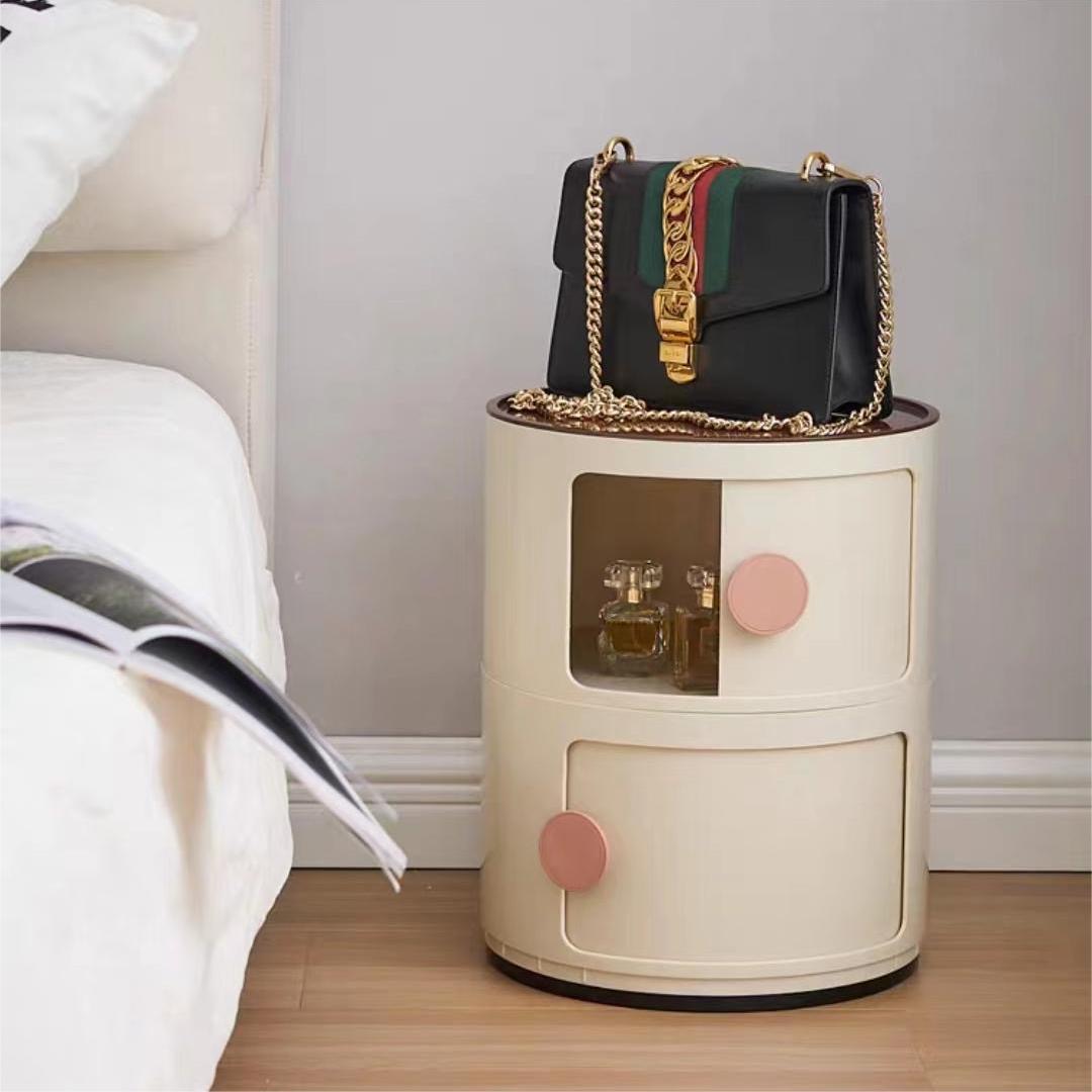 Round storage cabinet with handle